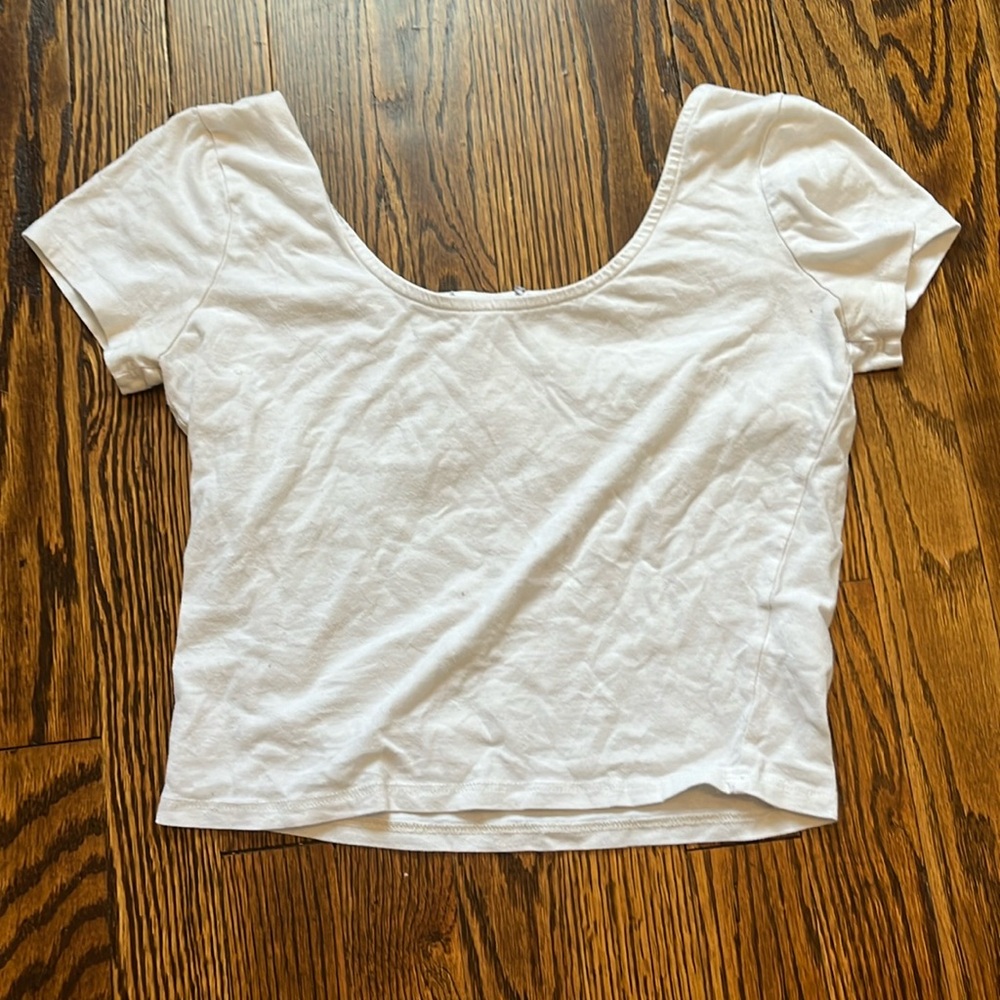 white t-shirt slightly cropped